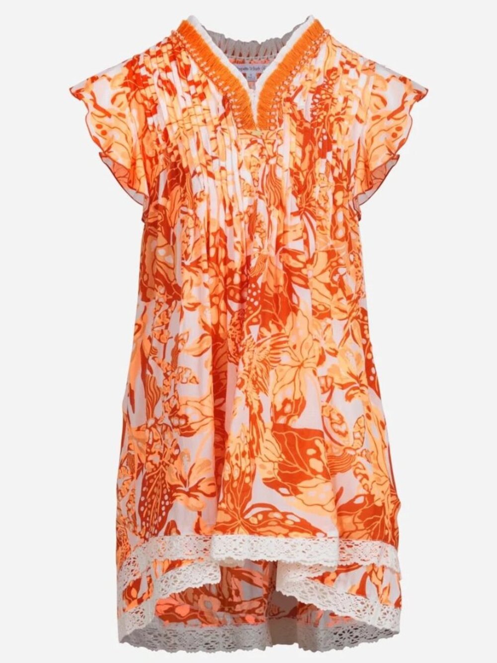 Poupette St Barth Girl's Sasha Mini Dress in Orange Jengel Size 6 $180